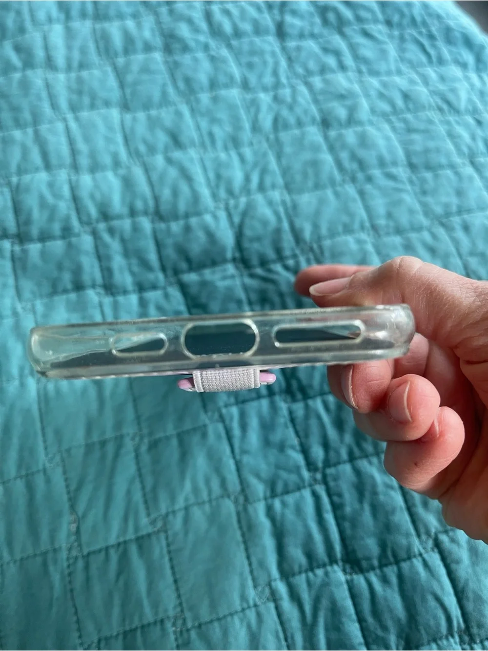 Lavender Checkered Phone Case with Hand Strap